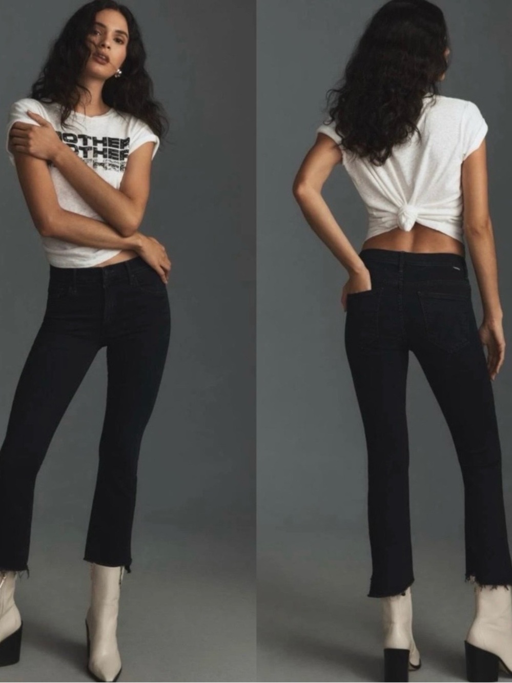 MOTHER The Insider Crop Step Fray Jeans in Night In Venice Size 30